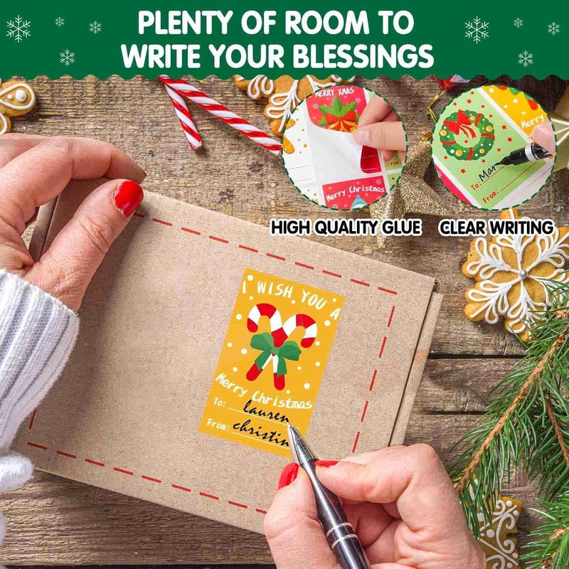 Dreecy 160 Pcs Christmas Labels for Gifts, Christmas Gift Tags Stickers, 1.8" x 3" Christmas Gift Labels Stickers, Self Adhesive Christmas Name Tags Stickers for Gifts Presents Wrap Envelope Holiday Decor - Image 3